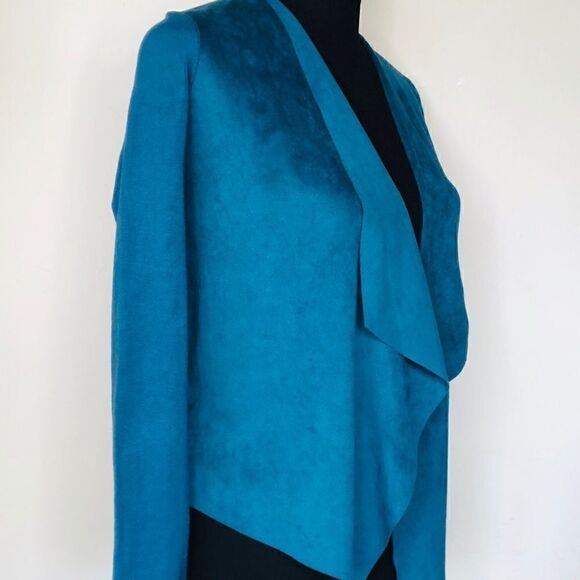 INC Int'l Concepts🌼Teal Faux Suede Cardigan / Top - Picture 3 of 11